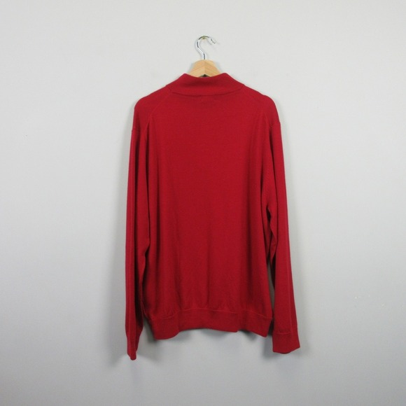 Brooks Brothers 1/4 Zip Pullover Sweater Men XL Red Extra Fine Merino Wool 446 - Picture 2 of 11